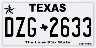 TX license plate DZG2633