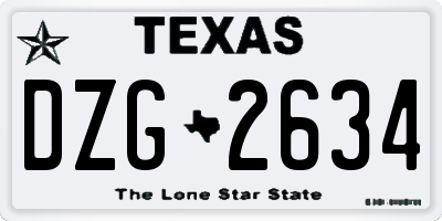 TX license plate DZG2634