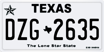 TX license plate DZG2635