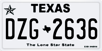 TX license plate DZG2636