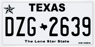 TX license plate DZG2639