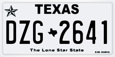 TX license plate DZG2641