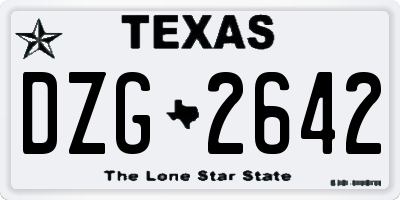 TX license plate DZG2642
