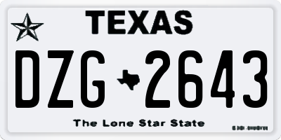 TX license plate DZG2643