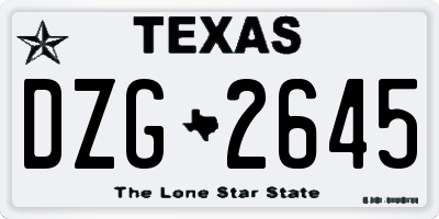 TX license plate DZG2645