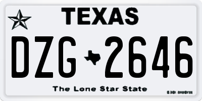 TX license plate DZG2646