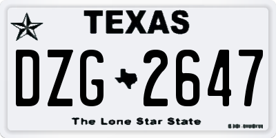 TX license plate DZG2647