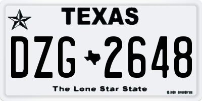 TX license plate DZG2648