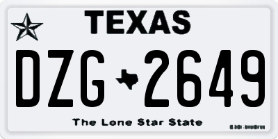 TX license plate DZG2649