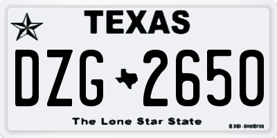 TX license plate DZG2650