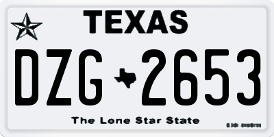 TX license plate DZG2653