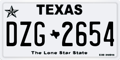 TX license plate DZG2654