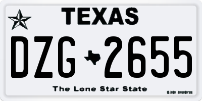 TX license plate DZG2655