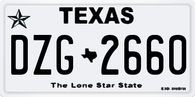 TX license plate DZG2660