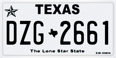TX license plate DZG2661