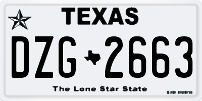 TX license plate DZG2663