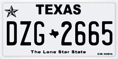 TX license plate DZG2665