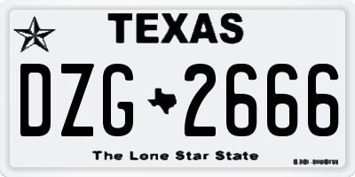 TX license plate DZG2666