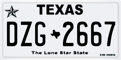 TX license plate DZG2667