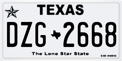 TX license plate DZG2668
