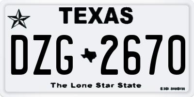 TX license plate DZG2670