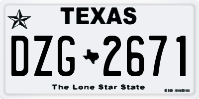 TX license plate DZG2671