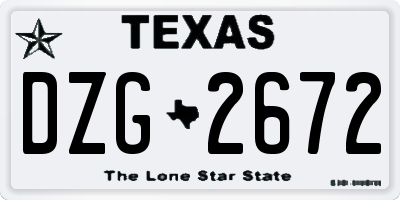 TX license plate DZG2672