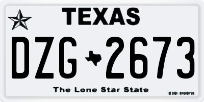 TX license plate DZG2673