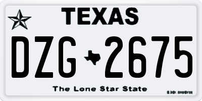 TX license plate DZG2675