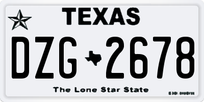 TX license plate DZG2678