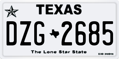TX license plate DZG2685