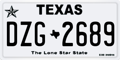 TX license plate DZG2689