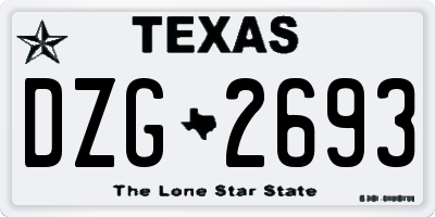 TX license plate DZG2693
