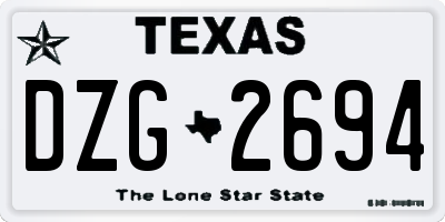 TX license plate DZG2694