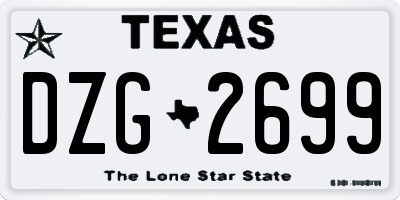 TX license plate DZG2699