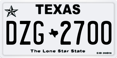 TX license plate DZG2700
