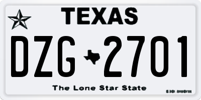 TX license plate DZG2701
