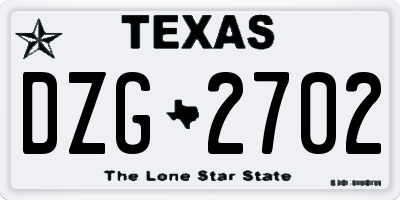 TX license plate DZG2702