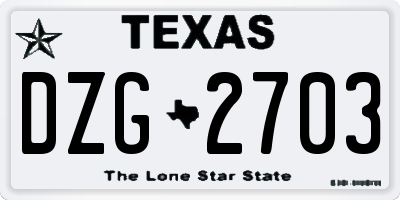 TX license plate DZG2703