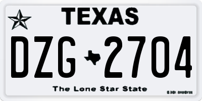 TX license plate DZG2704