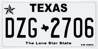 TX license plate DZG2706