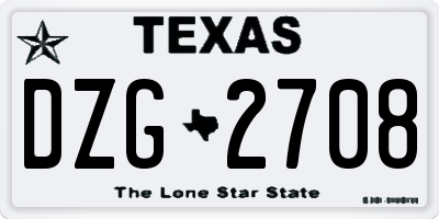 TX license plate DZG2708