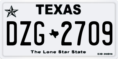 TX license plate DZG2709