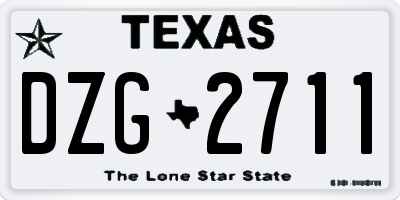 TX license plate DZG2711