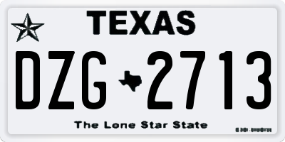 TX license plate DZG2713