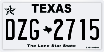 TX license plate DZG2715