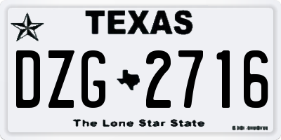 TX license plate DZG2716
