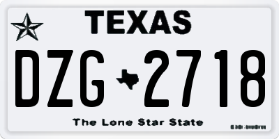 TX license plate DZG2718