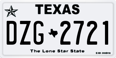 TX license plate DZG2721