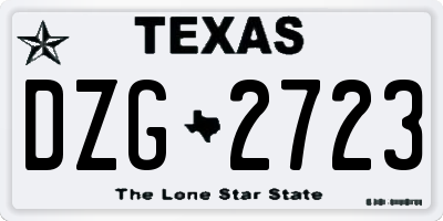 TX license plate DZG2723